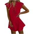 thumbnail image 1 of Robes d'Été pour Femmes Plage Robes d'Été pour Femmes Plage Couleur Unie Sans Manches Décontractée Robe Débardeur en Dentelle, 1 of 8
