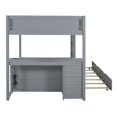 thumbnail image 6 of uhomepro Full over Full Bunk Bed with Desk and Trundle, USB Charging Station and 3 Drawers, Solid Wood Bunk Bed Frame for Kids Teens Adults, Maximum Space Design, No Box Spring Required, Gray, 6 of 10