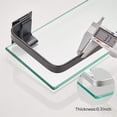 thumbnail image 7 of Sofinny 2 Tier Glass Shelf for Bathroom Wall Mounted, 15.7in Aluminum Floating Shelves with Towel Bar, No Drilling, 8mm Thick Tempered Glass (Black), 7 of 7