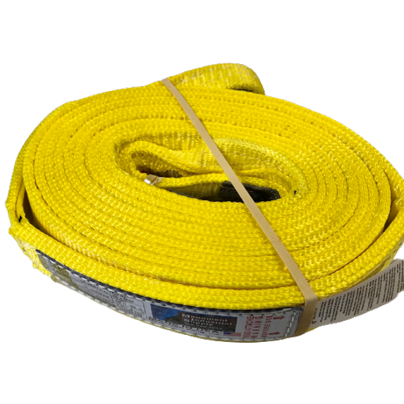 Monument Industrial Supply 2" X 20' Eye & Eye Polyester Web Sling, Pulling Strap, Double Ply, USA Sling, Vertical 6,400, Choke 5,000, 12,800 lbs of Basket Hold, Made in The United States
