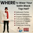 thumbnail image 4 of Nicky Bigs Novelties Adult Tall Large Black Satin Top Hat with Red Band Caroler Snowman Circus Ringmaster Victorian Mad Hatter Baron Roaring 20s Magician Formal Costume Tuxedo Deluxe High Crown, 4 of 7