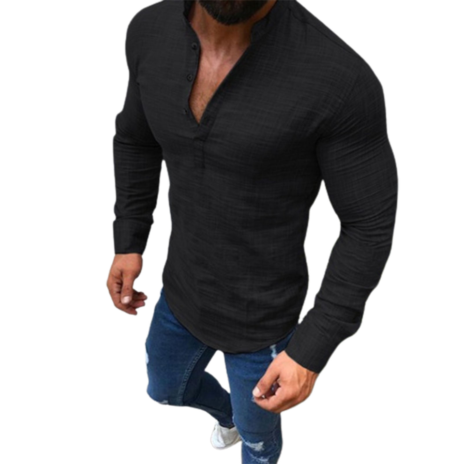 Xyjing Men Shirt Solid Color Close Fitting Stand Collar Colorfast Spring Top For Daily Wear Walmart Com