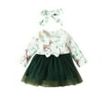 thumbnail image 1 of SUNSIOM Bébé Filles 2Pcs Automne Tenues Manches Longues Col Rond Cerf Imprimé Tulle Robe avec Bandeau Ensemble Vêtements pour Bébés, 1 of 8
