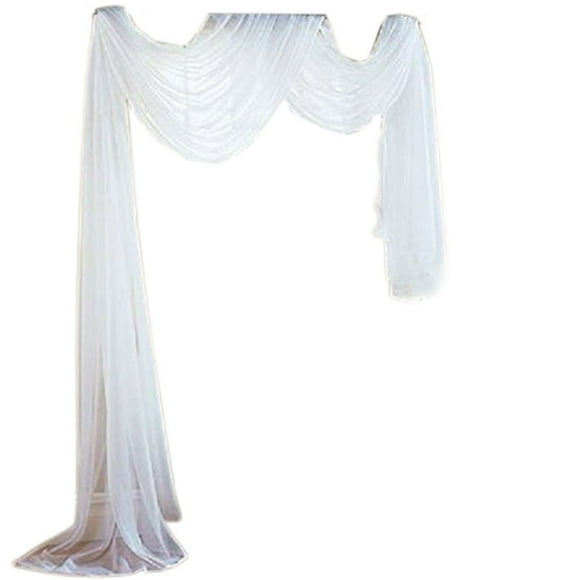 SNNROO White Sheer Canopy Bed Curtain Elegant Voile Window Scarf Topper Valance Outdoor Ceremony Wedding Arch Drapes Decoration