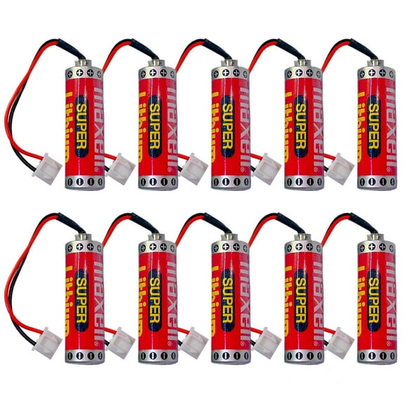 (10 Pack) ER6C AA 3.6V 1800mAh PLC Battery for Mitsubishi FX F2-40BL with Plug