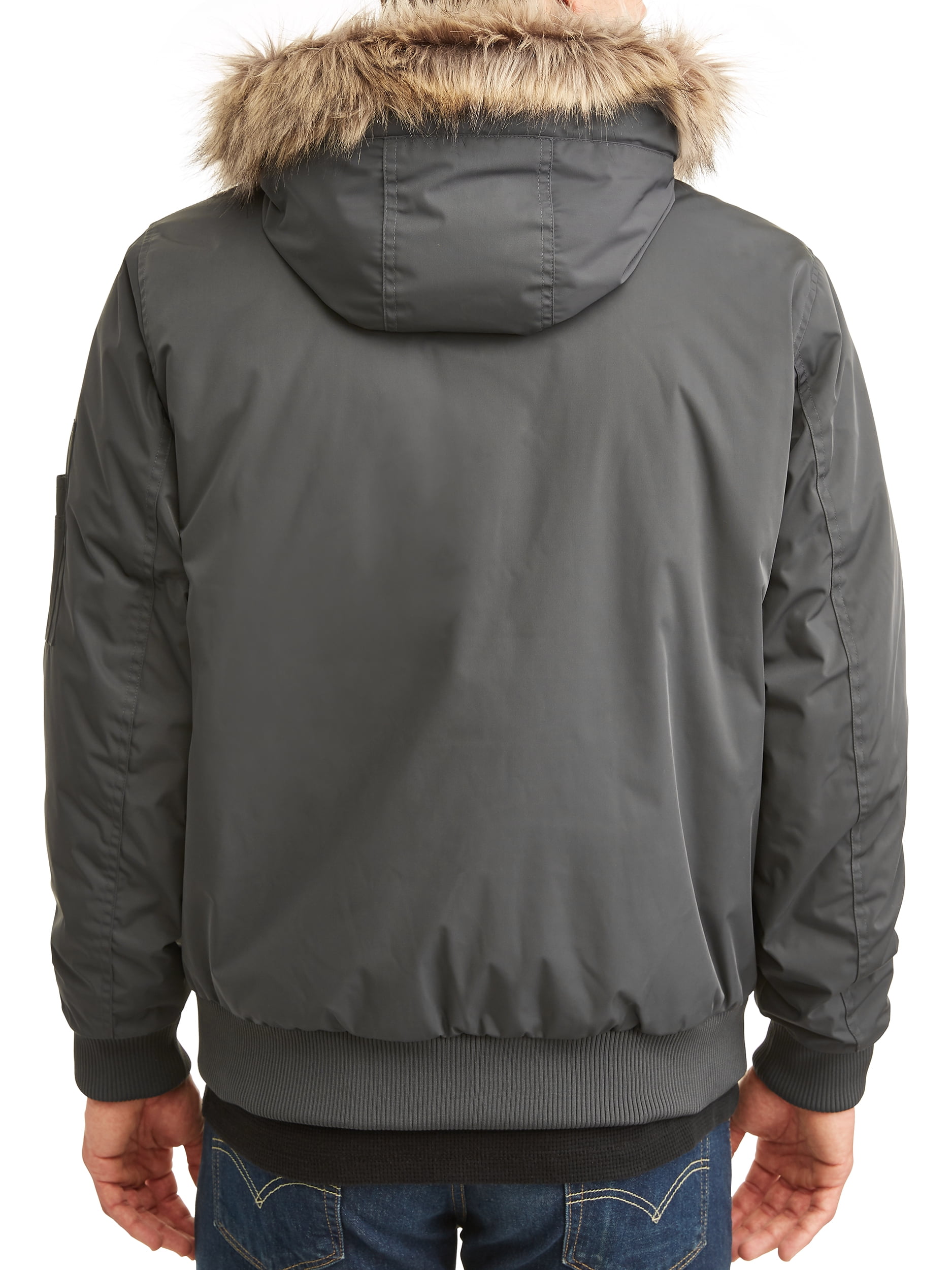 faux fur hooded bomber jacket mens