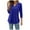 Blue, variant on Women's Spring Autumn Winter Three Quarter Sleeve Solid Color V Neck Buckle Pleated Casual Pullover T Shirt Top Fitness Clothes for Women plus Size Womens plus Tops And Blouses Sleep for Women Tunic