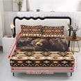thumbnail image 5 of ZIATUBLES 3 Pcs Twin Size Sheet Set, Soft Comfort Bedding Sets with 1 Fitted Sheet and 2 Pillowcases, Cooling Cozy All-Season Bed Sheets, Aztec Bear Mandala American Flag Printed, 5 of 9