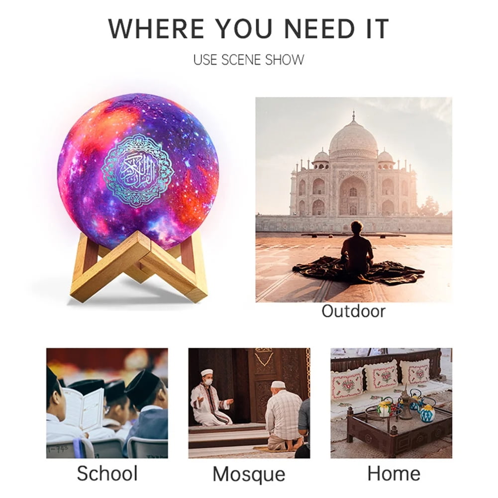 Quran Speaker with 3D Star Lamp Wireless Bluetooth, Remote & Touch Control, RGB Night Light,MP3,Muslim gift