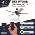 thumbnail image 3 of Prominence Home Russwood 42" Bronze Ceiling Fan with 5 Blades, Remote & Reverse Airflow, 3 of 16
