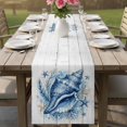 thumbnail image 4 of Summer Coastal Table Runner 72 Inches, Sea Ocean Marine Conch Starfish Coral Wooden Bed Runner Dresser Scarves Tabletop for Indoor Outdoor Parties/Ceremony/Banquet, 16" x 72", 4 of 9