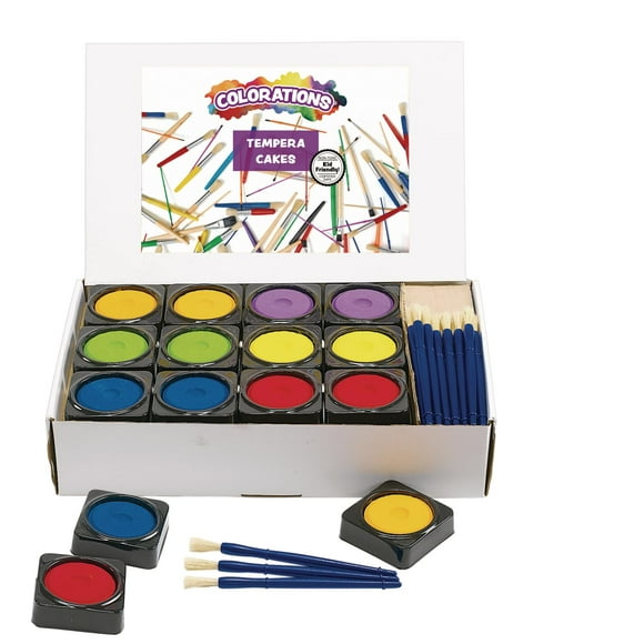 Colorations Individual Tempera Cake Classroom Pack Classroom Supplies for Arts and Crafts Multicolor Variety Pack, Model:TEMPAK, Blue,Green,Multicolor,Orange,Purple,Red