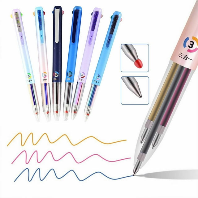 Pens 6 PCS Multicolor Pen 4 In 1 18 Colors 0.5mm Multicolor Gel Ink Pen Consecutivte Consecutive 18 Colors Quick Drying Gel Ink Pen For School 5ml