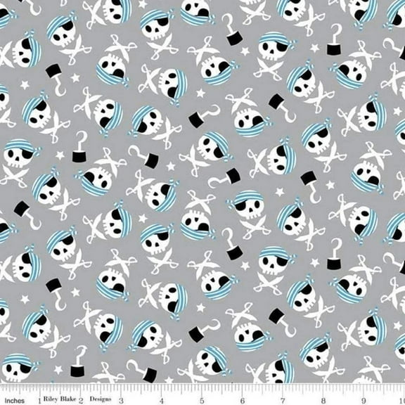 Pirates Life Gray Flannel Fabric