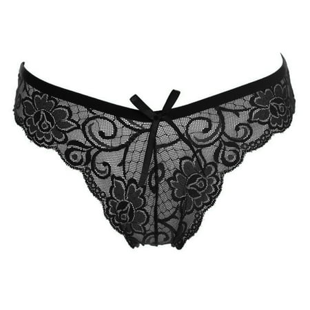 - Floral Lace Embroidery Women Briefs Solid Hollow Out Panties Seamless Transparent Underwear