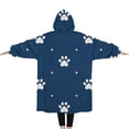 thumbnail image 2 of Oversized Wearable Blanket Hoodie,Paw Print Sherpa Blanket Hoodie with Super Pockets,Super Warm Fuzzy Pullover for Women & Men, 2 of 6