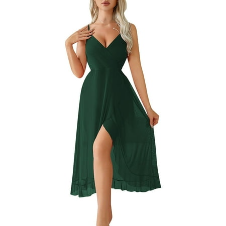 Women Babydoll Nightgown Lace Dress For Women Sexy Green Dress Lace Chemise Sleepwear Sheer Lingerie For Women