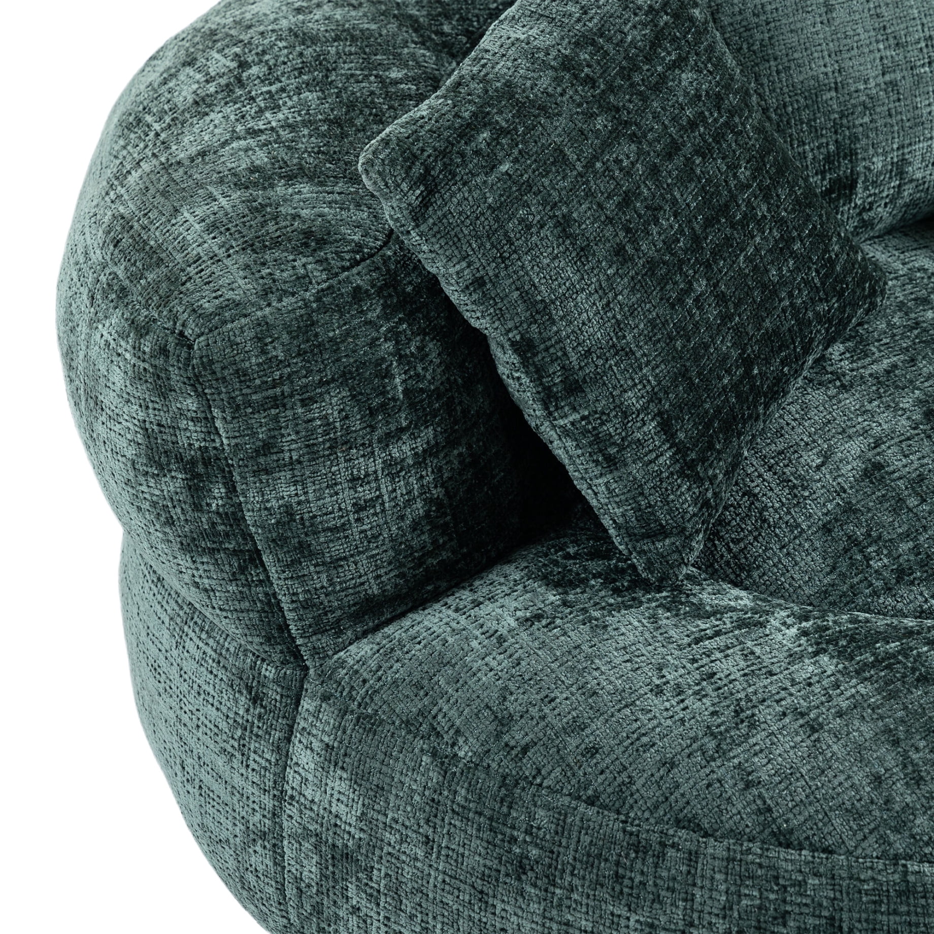 Oversized Chenille Bean Bag Chair for Adults & Kids, Indoor & Outdoor Lazy Bean Bag Sofa with Wrap-Around Backrest & Pillows for Bedroom, Living Room, Playroom, 42.52''x42.52''x20.47'', Emerald