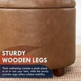 thumbnail image 6 of Ornavo Home Donovan Round Tufted Linen Storage Ottoman Foot Rest Stool Seat with Removable Lid - Mocha, 6 of 8