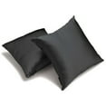 thumbnail image 5 of Charcoal Luxury Throw Pillow Covers 24"x24" | Pack of 2 Modern Satin Cushion Cover | Solid Pillowcases for Couch, Sofa Bedroom & Living Room, Modern Home Décor - Charcoal Slub Satin, 5 of 8