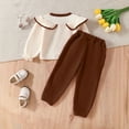 thumbnail image 4 of vigerkar Toddler Baby Girl Outfits Ribbed Sweater Top Long Sleeve Ruffle Shirt Flare Pants Set Fashion Clothes (Brown, 3-4 Years), 4 of 4