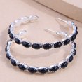 thumbnail image 1 of 1pair Bohemian Turquoise Metal Hoop Earrings - Silver Plated Party Jewelry for Women and Girls - Unique and Stylish Accessory, 1 of 4