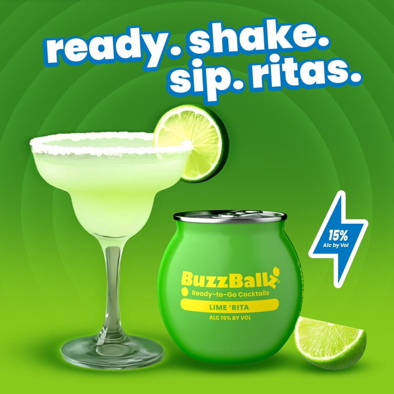 BuzzBallz Chillers Lime 'Rita, 187 mL Can, ABV 15% - Walmart.com