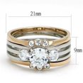 thumbnail image 2 of Luxe Jewelry Designs 3-Piece Women's Two Tone Rose Gold IP Stainless Steel Wedding Ring Set with CZ,, 2 of 4