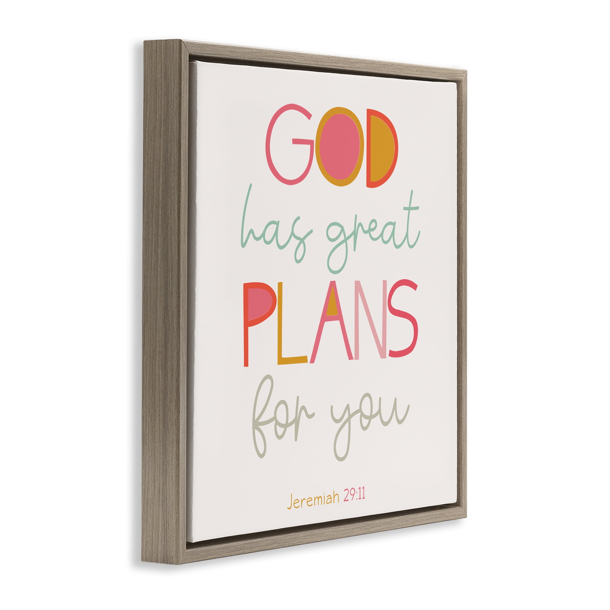 Stupell Industries God's Plans For You Brown Framed Floater Canvas Wall Art, design by SD Graphics Studio