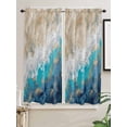 thumbnail image 5 of Abstract Blue Bathroom Window Curtain, Gradient Vintage Ombre Mottled Oil Painting Light Filtering Coffee Kitchen Curtains, Bedroom Living Room Curtains 2 Panel 84"x63", 5 of 6