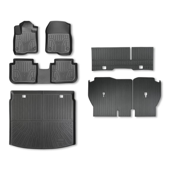 Waltyotur 3D TPE Floor Mats Trunk Mat Liners Backrest Replacement for Honda CR-V CRV Cargo 2023-2026 All-Weather 6Pcs Black