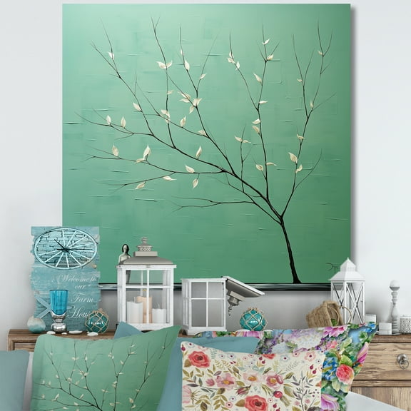 Designart "Solitude In Botanical Seafoam I" Leaves Wall Art Prints