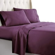 HC Collection Twin Bed Sheets Set - Hotel Luxury, Lightweight, Soft Cooling Bedding & Pillowcase Set w/ 16" Deep Pockets - Wrinkle & Shrink Resistant - Eggplant, Eco-Friendly Twin Size 3 pc Sheet Set