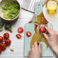 thumbnail image 3 of Underwater Cutting Board, Cartoon Mermaid Riding on Goldfish Swimming Animals Happy, Decorative Tempered Glass Cutting and Serving Board, Wine Bottle Shape, Orange Marigold White, by Ambesonne, 3 of 5