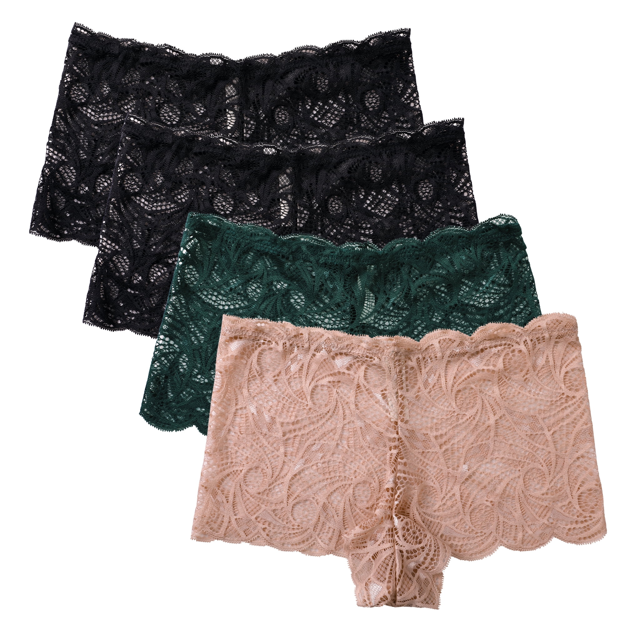 Charmo Charmo Womens Sexy Lace Boyleg Panties Soft Comfy Boyshort Underwear, 4 Pack Walmart