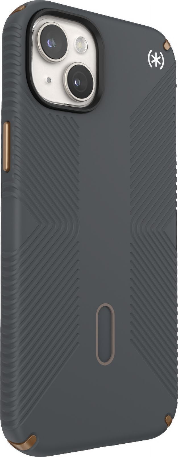 Speck iPhone 15 Plus Case-Presidio2 Grip-ClickLock-MagSafe-6.7 Inch Phone Case-Charcoal Grey/Cool Bronze/White
