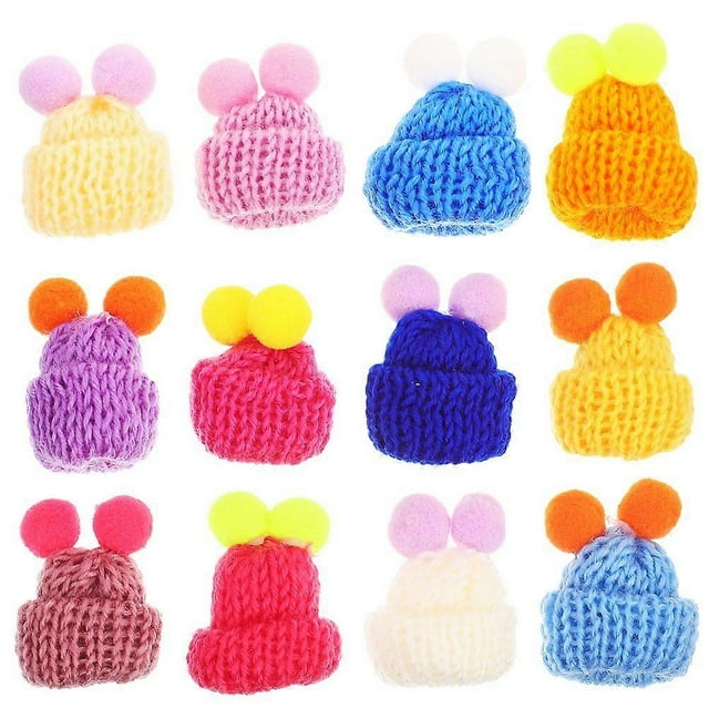 60pcs Mini Knit Hats Cute Doll Hats Jewelry Making Hats DIY Craft Hats Wine Bottle Decors