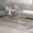 thumbnail image 4 of Table de Basse Petite Contemporaine en Métal et Verre, Jeu de 3 - Or, 4 of 7