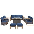 thumbnail image 2 of Unnifurnzi 8 Pieces Patio Furniture Set with Fire Pit Table-All Weather Wicker Outdoor Couch with Outdoor Swivel Chairs Outdoor Patio Furniture Set for Garden Backyard Balcony Poolside-Brown/Blue, 2 of 7