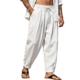 thumbnail image 2 of TANBOM Men's Loose Fit Cotton Casual Drawstring Pants, White, 1-Pack, 2XL, 2 of 8