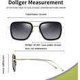 thumbnail image 2 of Gafas de sol cuadradas de aviador vintage para hombre con montura dorada retro, 2 of 5