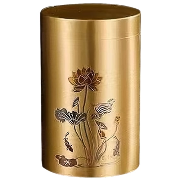 Soimiss Golden Brass Tea Canister for Loose Leaf Tea and Food Storage