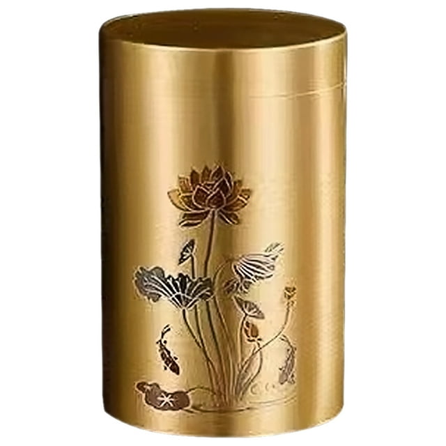 Miangastore Delicate Brass Tea Caddy Sealed Tea Storage Container Portable Metal Tea Canister