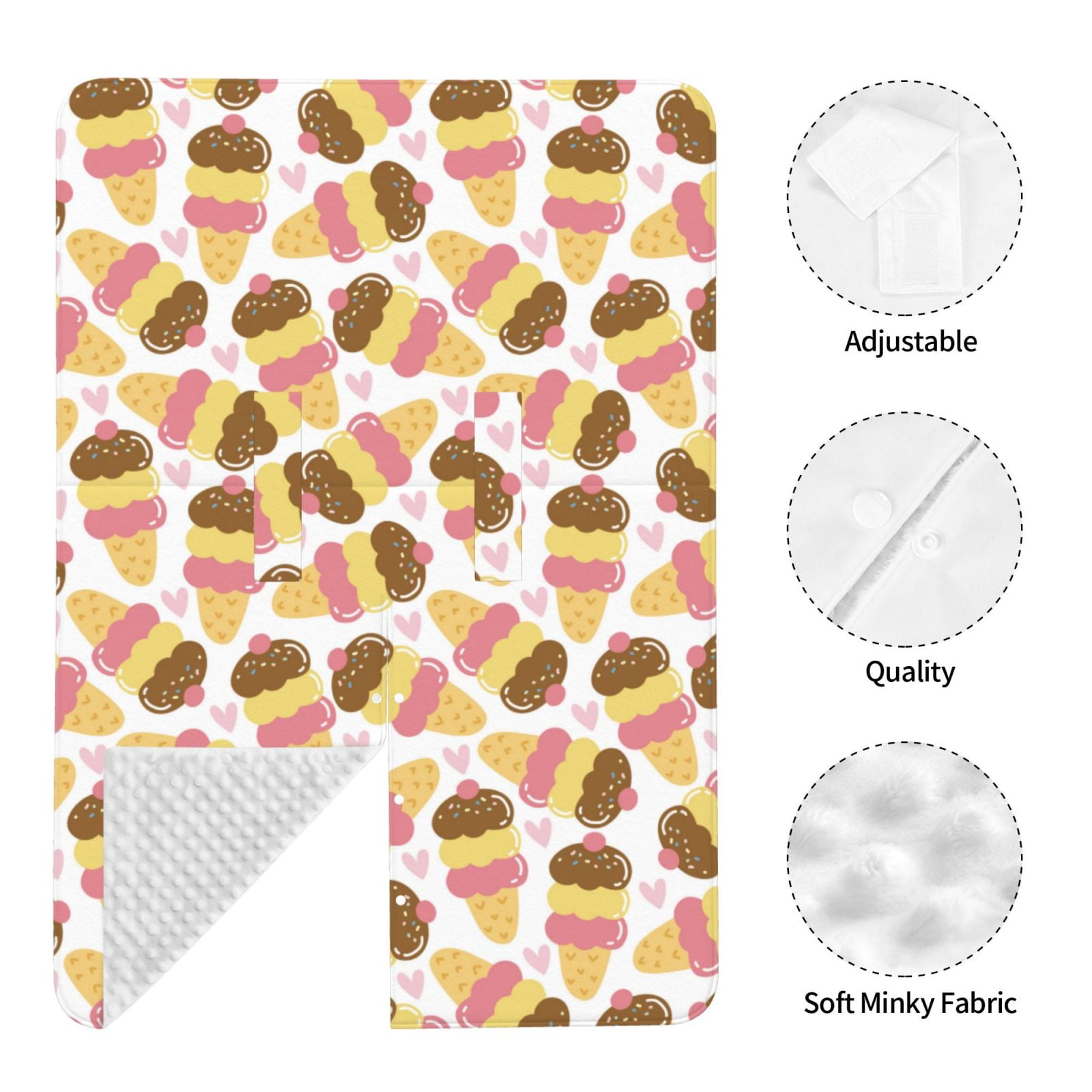 Naloa Cute Ice Cream Baby Car Seat Cover, Breathable Baby Carrier Cover, Multiuse Baby Carrier Cover & Nursing Breastfeeding Cover