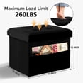 thumbnail image 2 of Taburete plegable Storage Ottoman LINMAGCO, color negro aterciopelado, 2 of 7