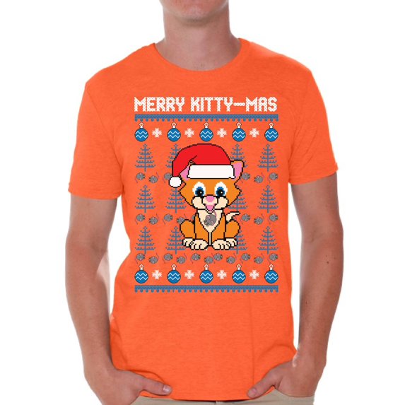 Awkward Styles Merry Kitty-Mas Tshirt Funny Christmas Shirts for Men Kittymas Ugly Christmas T Shirt Xmas Kitten Gifts for Cat Lovers Christmas Cat Shirt Xmas Party Outfit Cat Gifts for Christmas