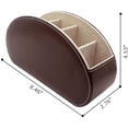 thumbnail image 2 of Remote Control Holder Organizer Table Desk Leather Control Storage TV Remote Control Organizer with 5 Spacious Compartments (Dark Brown with Beige Lining), 2 of 7