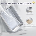 thumbnail image 4 of PawHut XL Stainless Steel Litter Box, High Sided Cat Litter Box with Scoop, 4 of 10