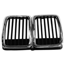 New Aftermarket  Premium Fit Chrome / Black Front Center Grille 51131884350 fits 1986-1988 BMW 325 Base Sedan 4-Door