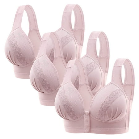 Black of Friday Deals!Clearance Staron 3PC Women Bra Front Closure No Underwire Bras Wireless Comfortable Bras Stretch Push up Bra Front Button Bras